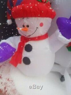 VIDEO! Snowman Family Animated Snow Blow Globe Christmas Airblown Inflatable Up