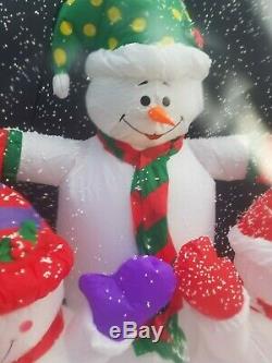 VIDEO! Snowman Family Animated Snow Blow Globe Christmas Airblown Inflatable Up