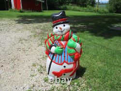 VINTAGE BLOW MOLD 43 SANTA'S BEST FROSTY THE SNOWMAN WithCANE LIGHTS WORK