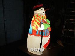 VINTAGE BLOW MOLD 43 SANTA'S BEST FROSTY THE SNOWMAN WithCANE LIGHTS WORK