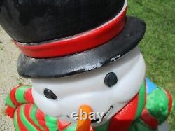 VINTAGE BLOW MOLD 43 SANTA'S BEST FROSTY THE SNOWMAN WithCANE LIGHTS WORK