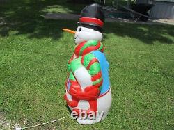 VINTAGE BLOW MOLD 43 SANTA'S BEST FROSTY THE SNOWMAN WithCANE LIGHTS WORK