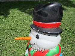 VINTAGE BLOW MOLD 43 SANTA'S BEST FROSTY THE SNOWMAN WithCANE LIGHTS WORK