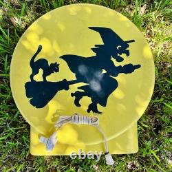 VINTAGE Blow Mold Halloween Flying Witch Black Cat Moon by Sun Hill 21