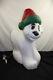 Vintage Christmas Polar Bear With Santa Hat Blow Mold With Light Works 28