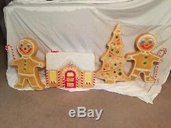 VINTAGE Christmas Blow Mold Gingerbread pair, Tree and House-Union Products