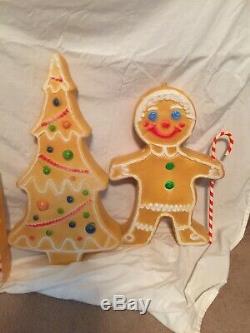 VINTAGE Christmas Blow Mold Gingerbread pair, Tree and House-Union Products