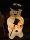 Vintage Poloron Lg Snowman Withbroom Yard Light Blow Mold 31t No Flaws Paint Los