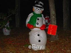 VINTAGE Poloron Lighted Indoor/Outdoor Snowman Blow Mold 5 Ft. 1970 RARE