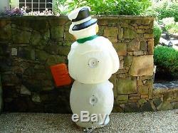 VINTAGE Poloron Lighted Indoor/Outdoor Snowman Blow Mold 5 Ft. 1970 RARE