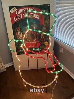 VINTAGE SUPER RARE MR CHRISTMAS SNOWMAN 48x33 CHRISTMAS LIGHT SCULPTURE WithSTAND
