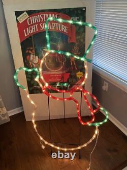 VINTAGE SUPER RARE MR CHRISTMAS SNOWMAN 48x33 CHRISTMAS LIGHT SCULPTURE WithSTAND