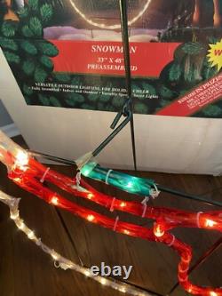 VINTAGE SUPER RARE MR CHRISTMAS SNOWMAN 48x33 CHRISTMAS LIGHT SCULPTURE WithSTAND
