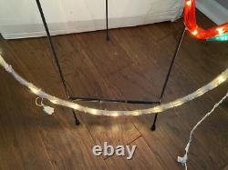 VINTAGE SUPER RARE MR CHRISTMAS SNOWMAN 48x33 CHRISTMAS LIGHT SCULPTURE WithSTAND
