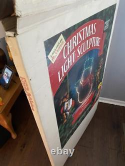 VINTAGE SUPER RARE MR CHRISTMAS SNOWMAN 48x33 CHRISTMAS LIGHT SCULPTURE WithSTAND