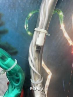 VINTAGE SUPER RARE MR CHRISTMAS SNOWMAN 48x33 CHRISTMAS LIGHT SCULPTURE WithSTAND