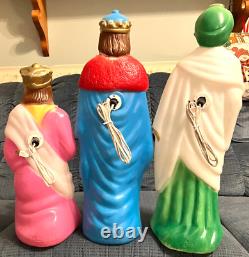 VTG 14 Pcs 23 NATIVITY SET JESUS MARY WISEMEN CHRISTMAS BLOW MOLD LIGHT UP YARD