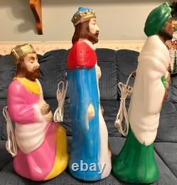 VTG 15 Pcs 23 NATIVITY SET JESUS MARY WISEMEN CHRISTMAS BLOW MOLD LIGHT UP YARD