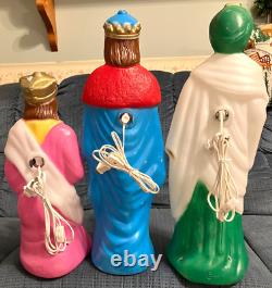 VTG 15 Pcs 23 NATIVITY SET JESUS MARY WISEMEN CHRISTMAS BLOW MOLD LIGHT UP YARD