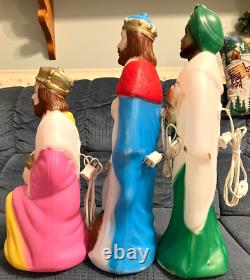 VTG 15 Pcs 23 NATIVITY SET JESUS MARY WISEMEN CHRISTMAS BLOW MOLD LIGHT UP YARD