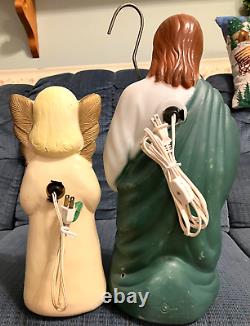 VTG 15 Pcs 23 NATIVITY SET JESUS MARY WISEMEN CHRISTMAS BLOW MOLD LIGHT UP YARD