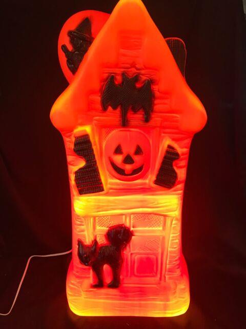 Vtg 33 General Foam Plastics Halloween Haunted House Black Cat Blow Mold Works
