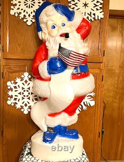 VTG 44 UNION PATRIOTIC SANTA CLAUS WithLIST CHRISTMAS BLOW MOLD LIGHT YARD DECOR