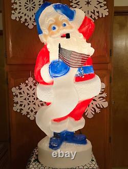 VTG 44 UNION PATRIOTIC SANTA CLAUS WithLIST CHRISTMAS BLOW MOLD LIGHT YARD DECOR