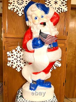 VTG 44 UNION PATRIOTIC SANTA CLAUS WithLIST CHRISTMAS BLOW MOLD LIGHT YARD DECOR