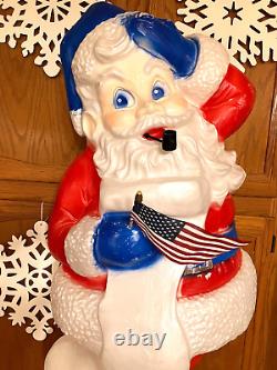 VTG 44 UNION PATRIOTIC SANTA CLAUS WithLIST CHRISTMAS BLOW MOLD LIGHT YARD DECOR