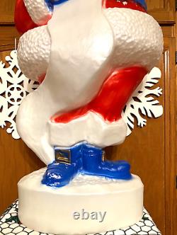 VTG 44 UNION PATRIOTIC SANTA CLAUS WithLIST CHRISTMAS BLOW MOLD LIGHT YARD DECOR