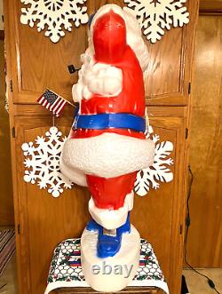 VTG 44 UNION PATRIOTIC SANTA CLAUS WithLIST CHRISTMAS BLOW MOLD LIGHT YARD DECOR