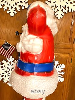 VTG 44 UNION PATRIOTIC SANTA CLAUS WithLIST CHRISTMAS BLOW MOLD LIGHT YARD DECOR