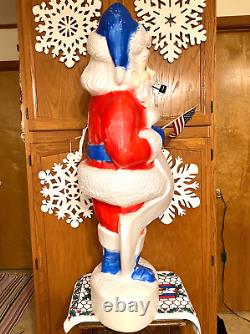 VTG 44 UNION PATRIOTIC SANTA CLAUS WithLIST CHRISTMAS BLOW MOLD LIGHT YARD DECOR