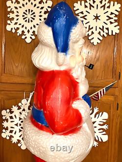 VTG 44 UNION PATRIOTIC SANTA CLAUS WithLIST CHRISTMAS BLOW MOLD LIGHT YARD DECOR