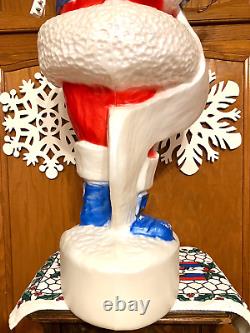 VTG 44 UNION PATRIOTIC SANTA CLAUS WithLIST CHRISTMAS BLOW MOLD LIGHT YARD DECOR