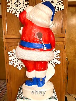 VTG 44 UNION PATRIOTIC SANTA CLAUS WithLIST CHRISTMAS BLOW MOLD LIGHT YARD DECOR