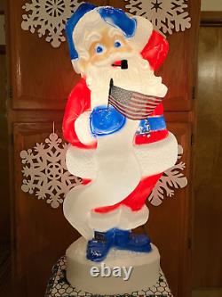 VTG 44 UNION PATRIOTIC SANTA CLAUS WithLIST CHRISTMAS BLOW MOLD LIGHT YARD DECOR