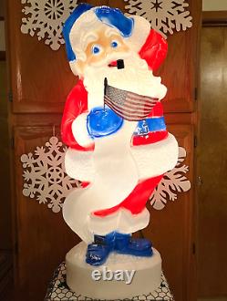 VTG 44 UNION PATRIOTIC SANTA CLAUS WithLIST CHRISTMAS BLOW MOLD LIGHT YARD DECOR