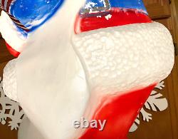 VTG 44 UNION PATRIOTIC SANTA CLAUS WithLIST CHRISTMAS BLOW MOLD LIGHT YARD DECOR