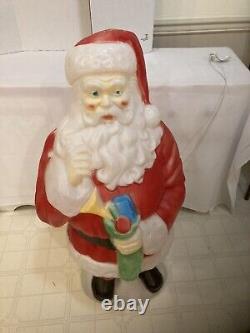 VTG Blow Mold Santa 42 Tall Empire USA Christmas Stocking Toys Outdoor Decor