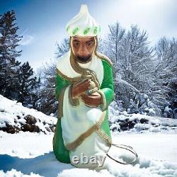VTG Empire 28 Christmas Nativity Green Kneeling King Wise Man Magi Blow Mold