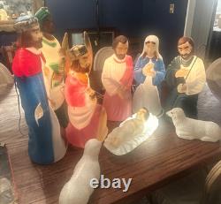 VTG Empire Blow Mold Nativity 10 Piece 17-22 Christmas Light +Angel Blow Mold