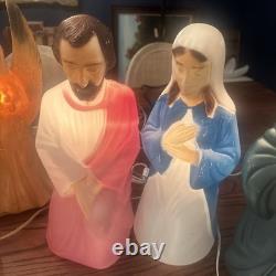 VTG Empire Blow Mold Nativity 10 Piece 17-22 Christmas Light +Angel Blow Mold