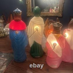 VTG Empire Blow Mold Nativity 10 Piece 17-22 Christmas Light +Angel Blow Mold