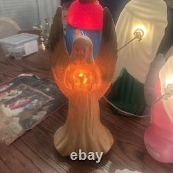 VTG Empire Blow Mold Nativity 10 Piece 17-22 Christmas Light +Angel Blow Mold
