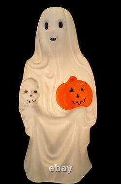 VTG Empire Lighted Blow Mold Ghost with Skull & Pumpkin Halloween 23