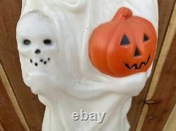 VTG Empire Lighted Blow Mold Ghost with Skull & Pumpkin Halloween 23