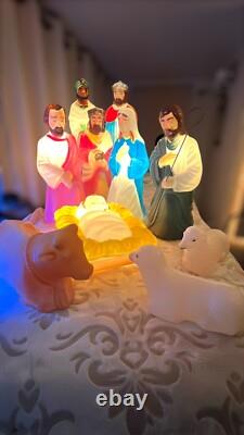 VTG Empire Nativity Set 10 Piece 17-22 Christmas Lighted Blow Mold Working Read