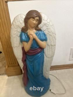 VTG GENERAL FOAM Blue ANGEL CHRISTMAS Blow Mold WithCord 31 Tall NATIVITY